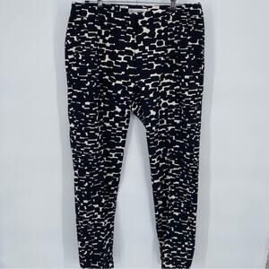 SUMMUM Woman Pants Tapered Leg Cropped Quiet Luxury Office Black & Cream 38